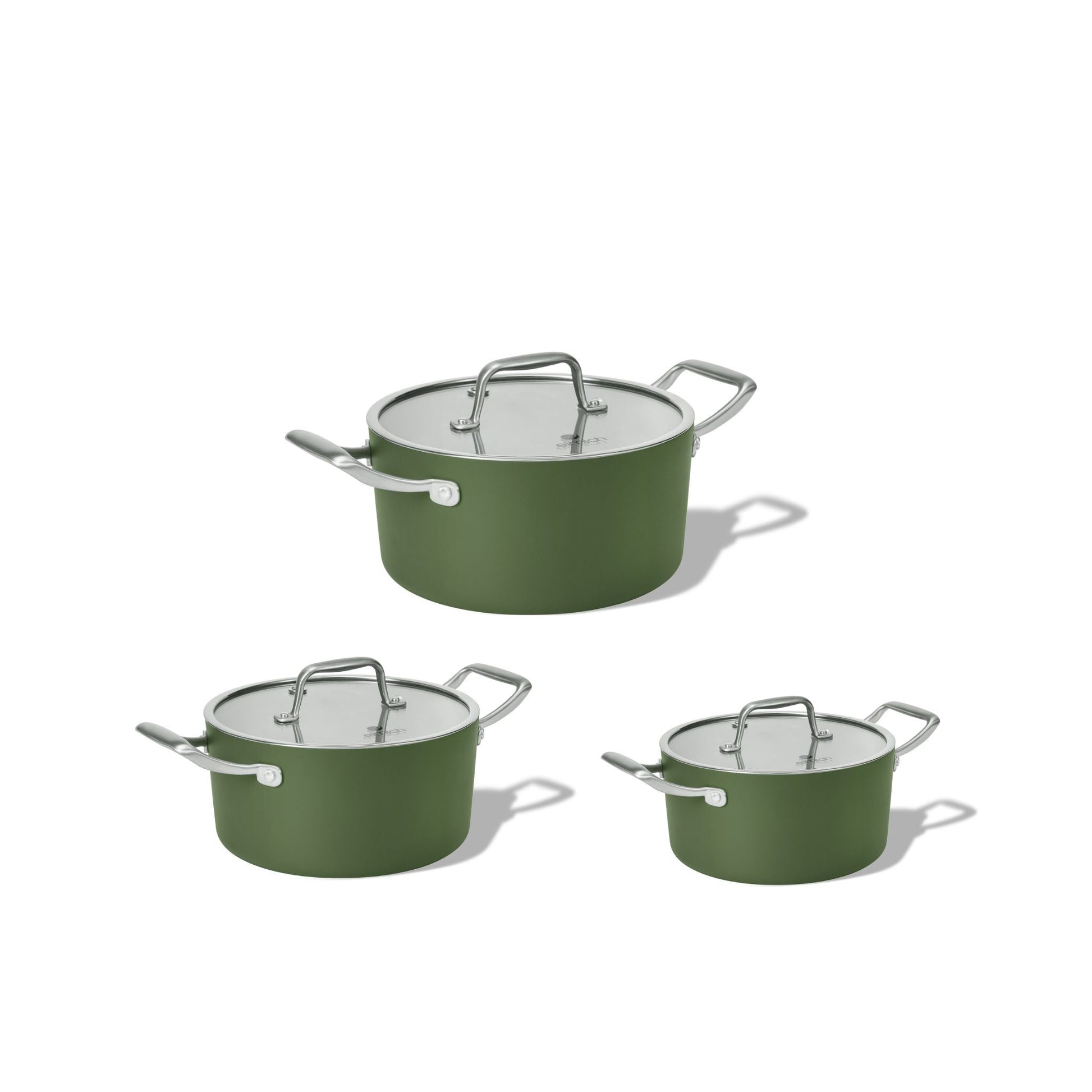 Sada keramických hrnců Vital 3 ks olivově zelená