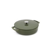 Smaltovaný litinový nízký hrnec Ember 28 cm - olivově zelená