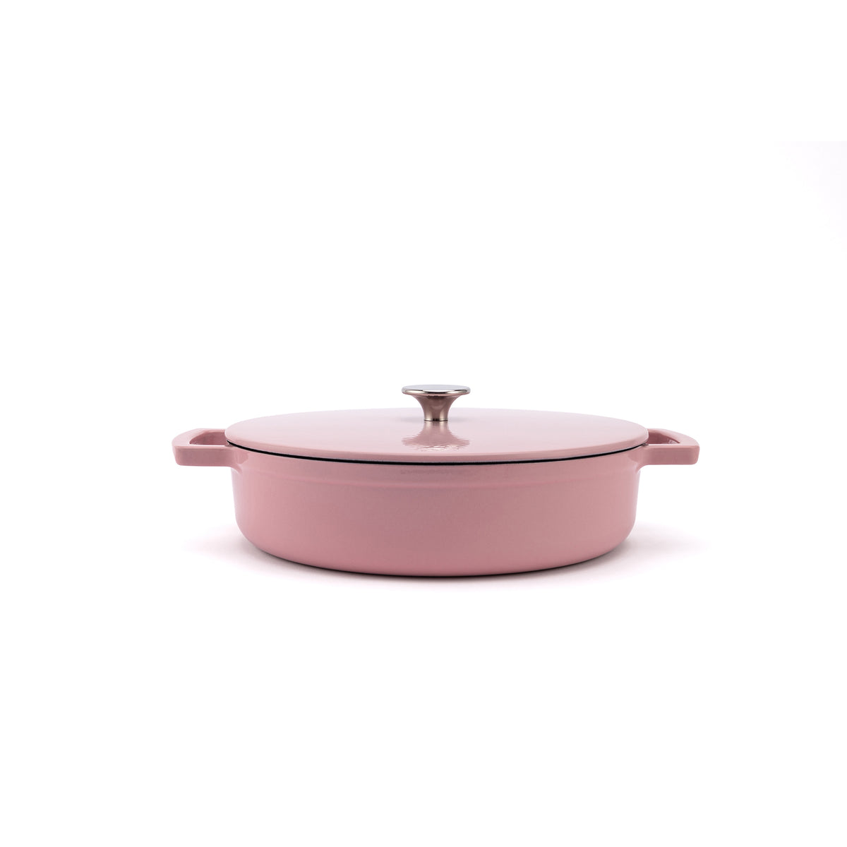 Smaltovaný litinový nízký hrnec Ember 28 cm - růžová