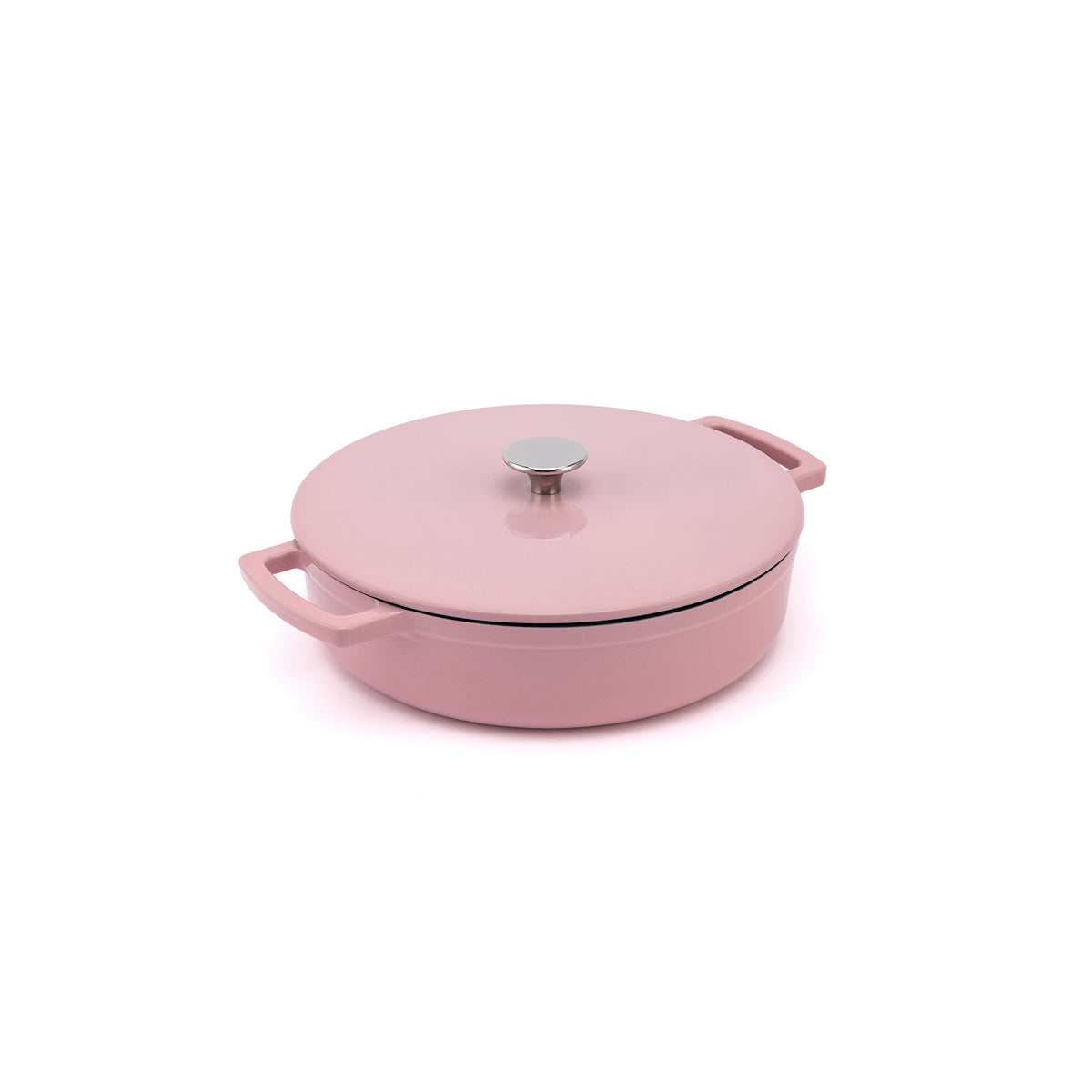 Smaltovaný litinový nízký hrnec Ember 28 cm - růžová
