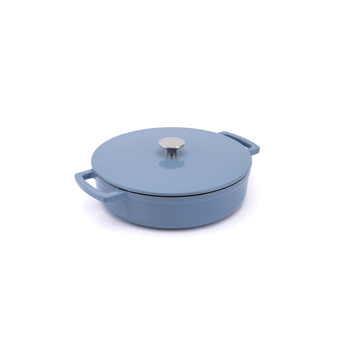Smaltovaný litinový nízký hrnec Ember 28 cm - modrá
