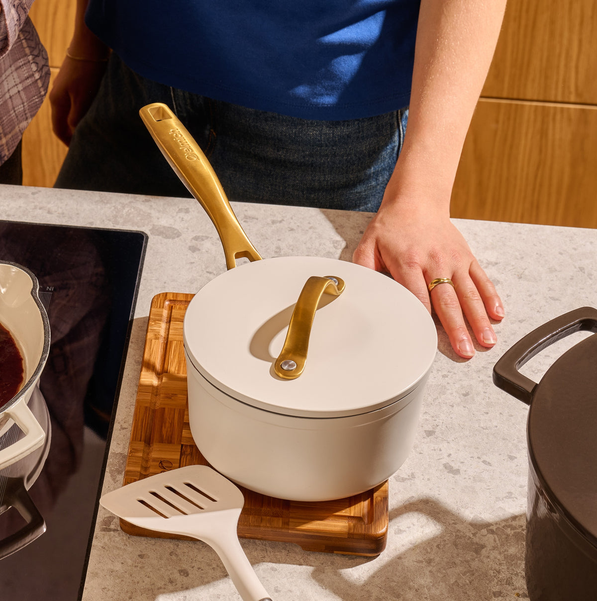 Nepřilnavý keramický rendlík Zen Ø 16 cm - krémově bílá