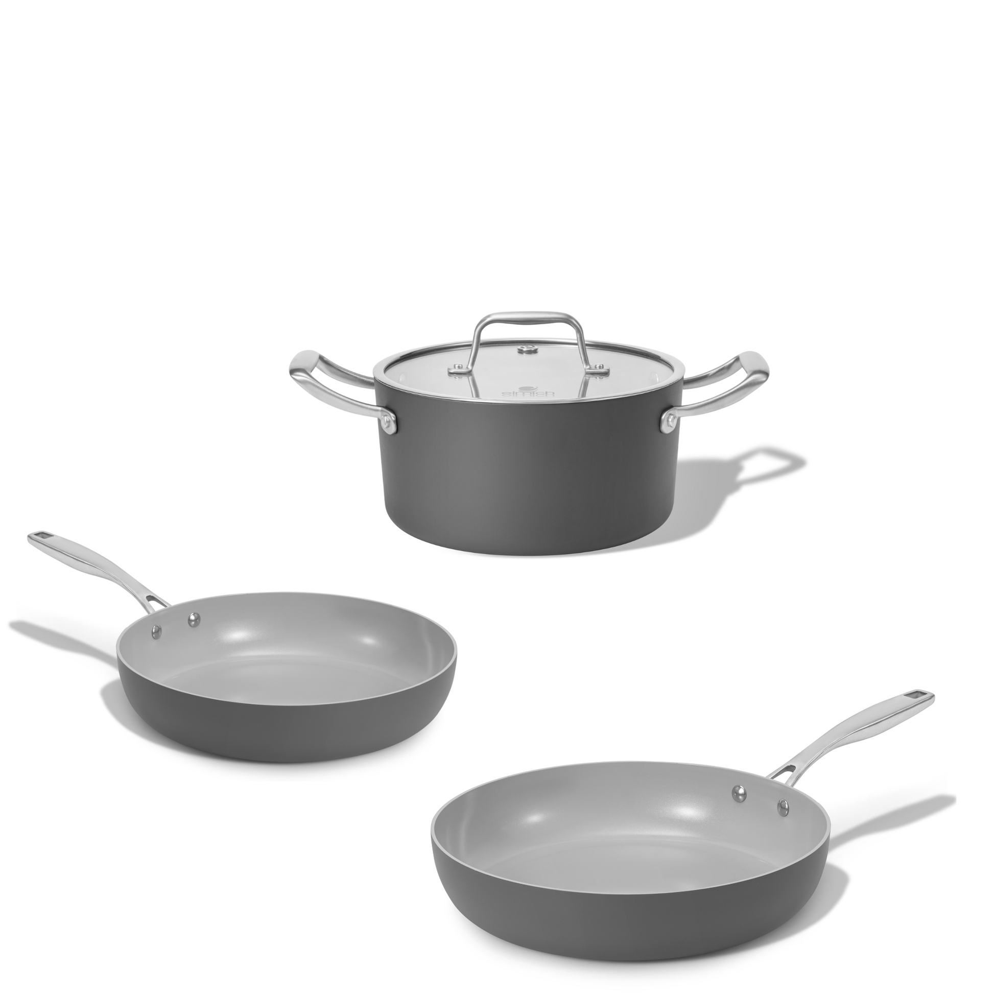 Set keramického nádobí Vital 3ks 2 pánve a 1 hrnec tmavě šedá