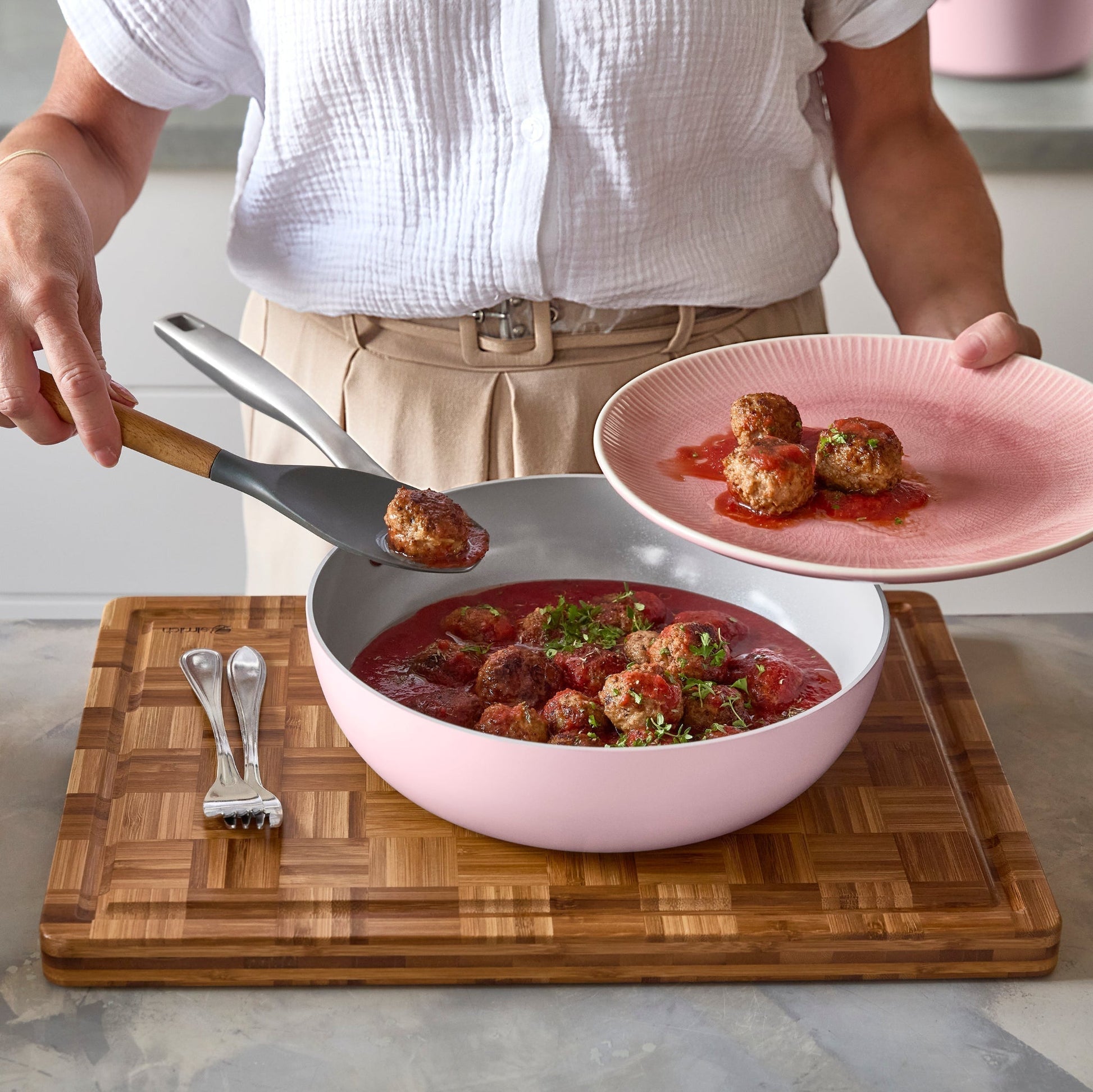 Hluboká pánev Vital s nepřilnavým keramickým povrchem Ø 26 cm růžová 26 cm / Růžová