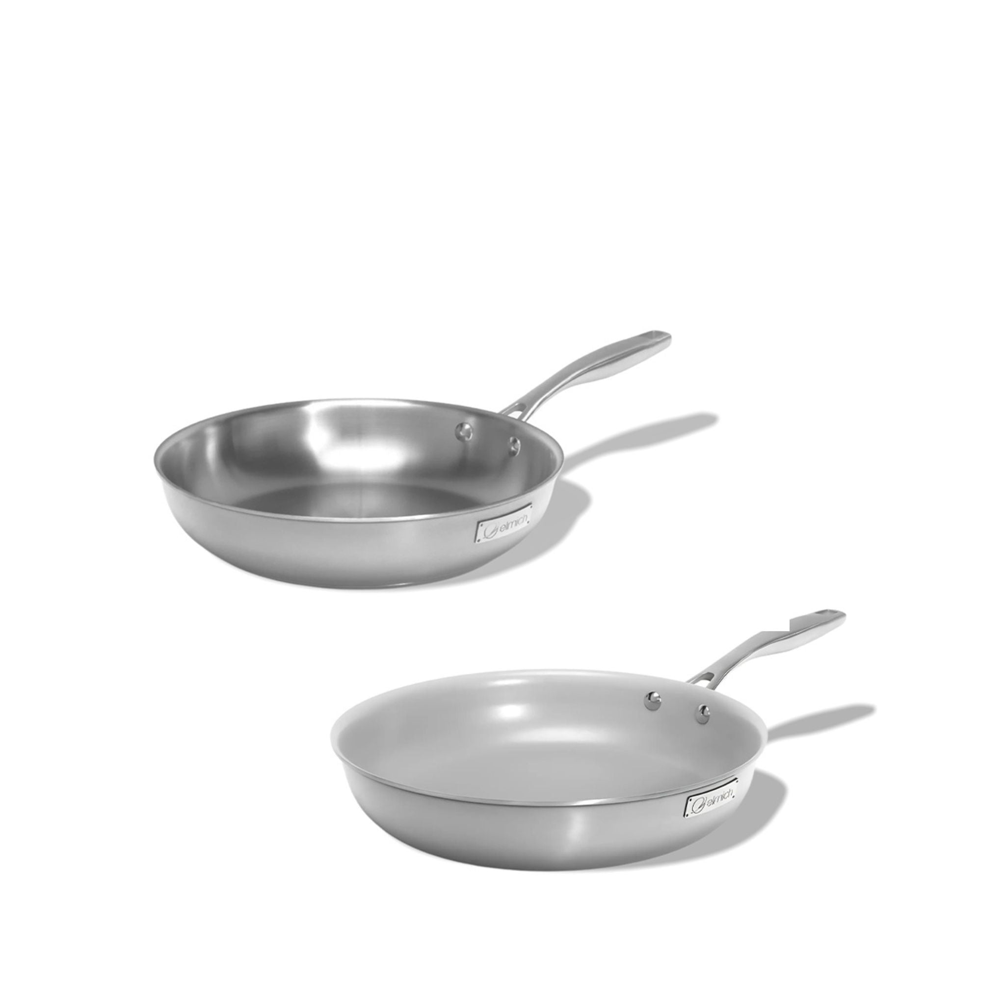 Sada pánví 2 ks nerezová a nepřilnavá pánev 24 cm + 28 cm - Výhodné sady nádobí