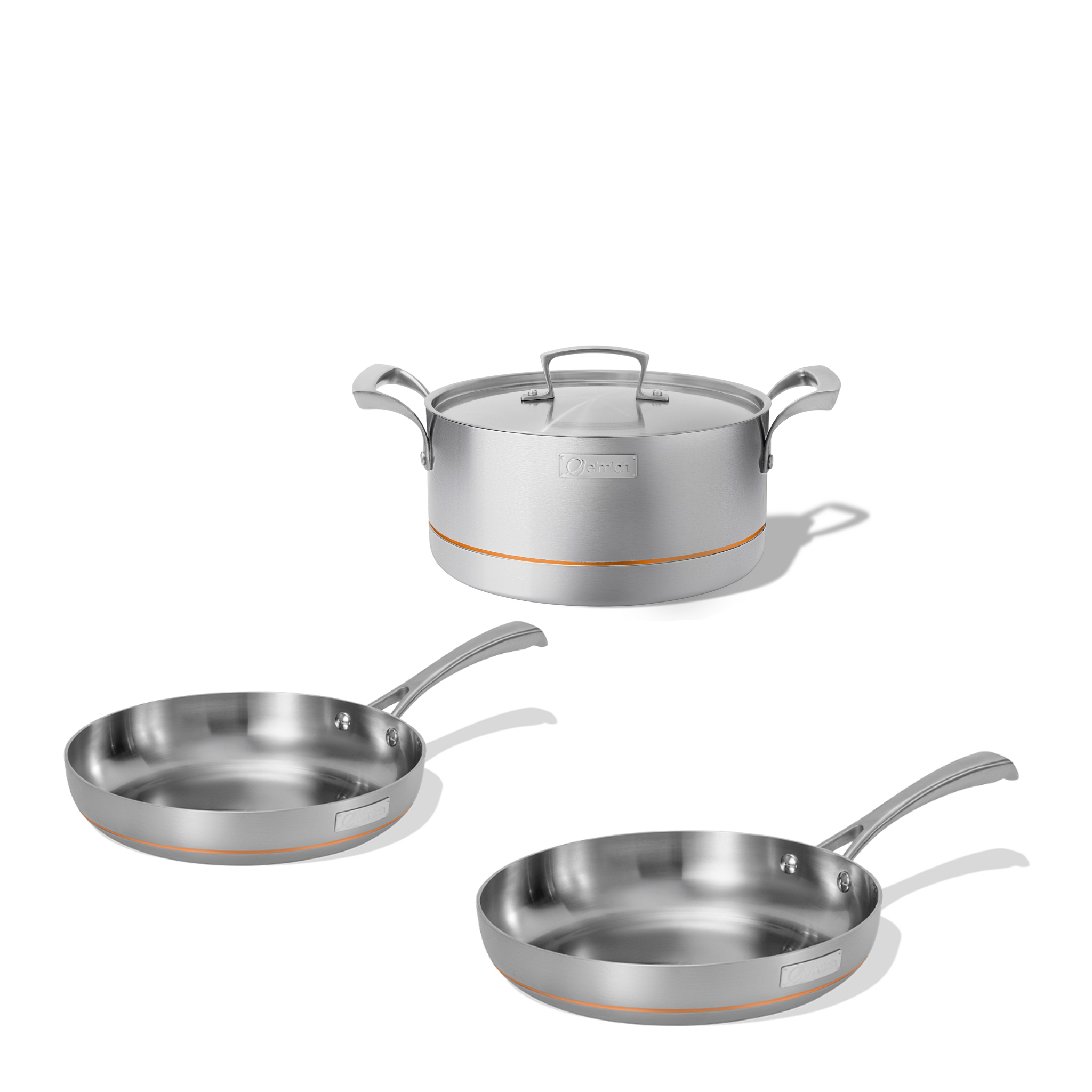 Sada pětivrstvého nerezového nádobí Penta Copper 3ks 2 pánve a 1 hrnec