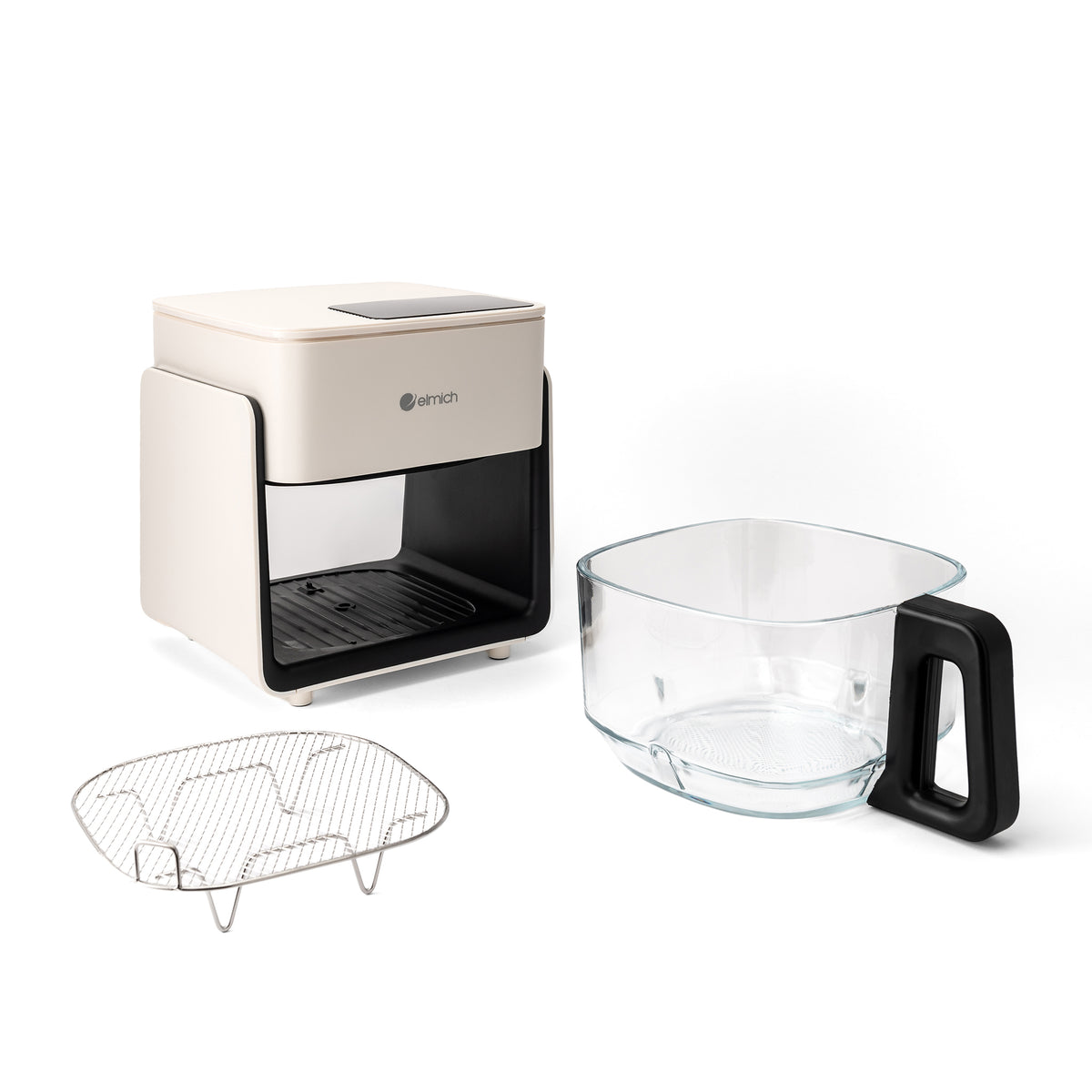 Skleněná horkovzdušná fritéza - krémově bílá