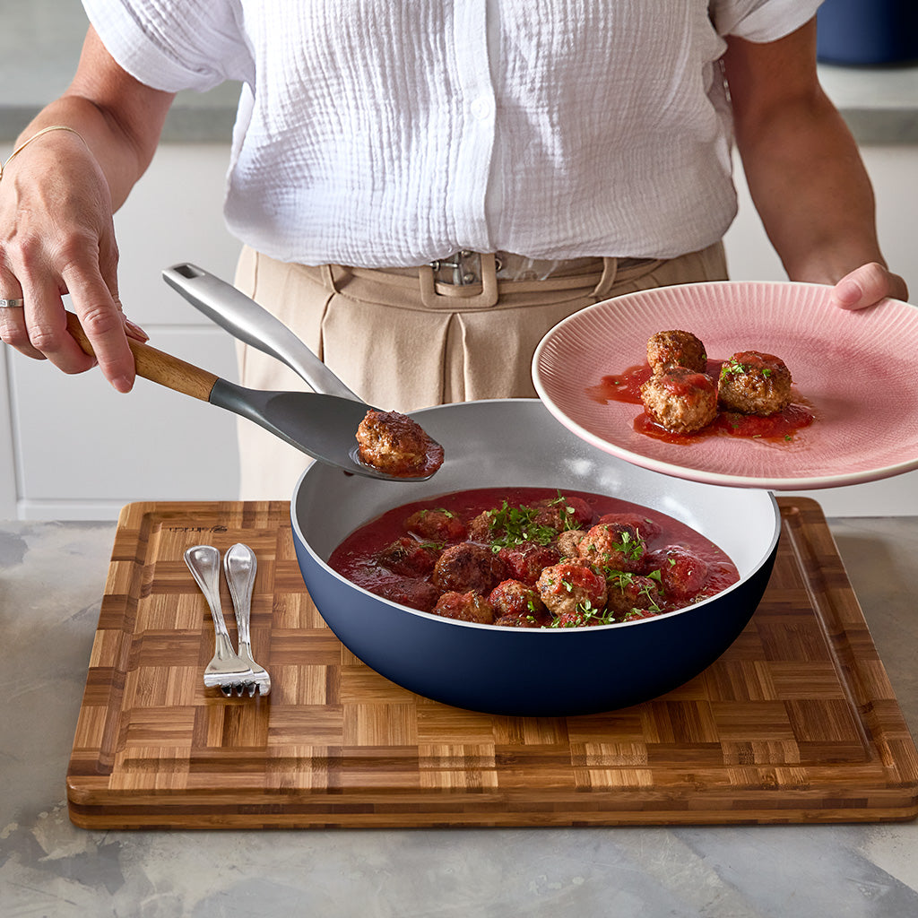 Wok pánev Vital s nepřilnavým keramickým povrchem Ø 28 cm - tmavě modrá - 28 cm / Tmavě modrá
