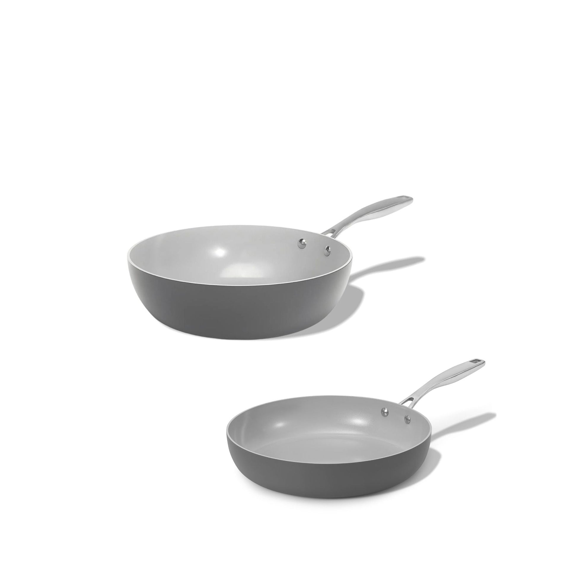 Základní sada keramických pánví 2 ks Wok a standardní pánev tmavě šedá